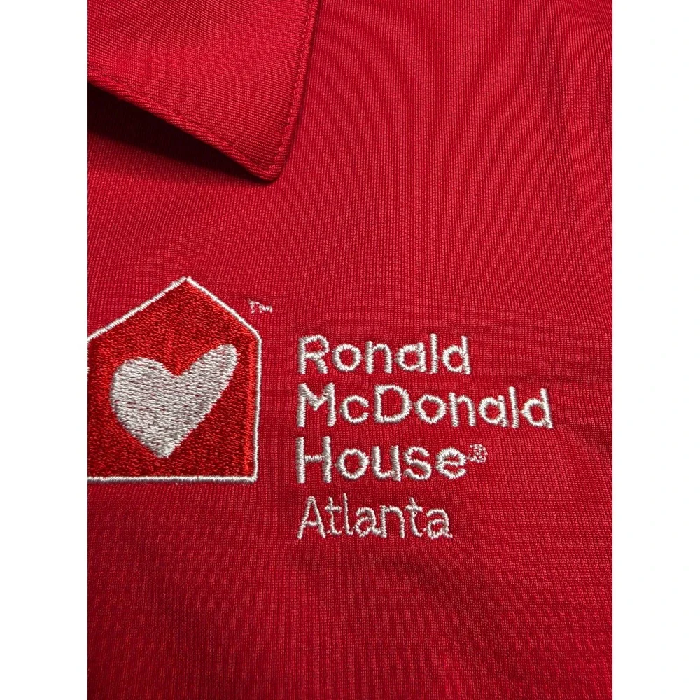 Nike Dri-Fit Polo Shirt Men L Red Ronald McDonald House Atlanta Short Sleeve NWT